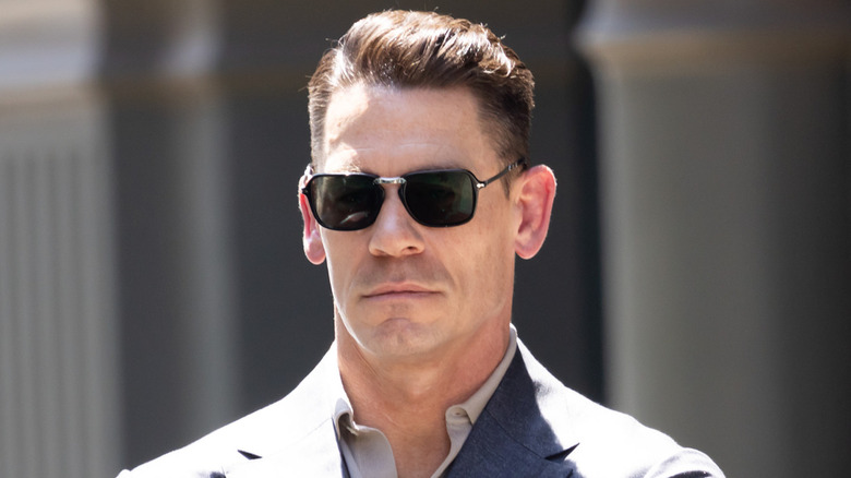 John Cena wearing sunglasses on the film set
