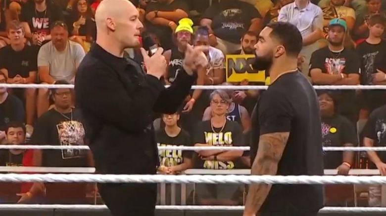 Baron Corbin speaks to Gable Steveson in the NXT ring ahead of the Great American Bash.