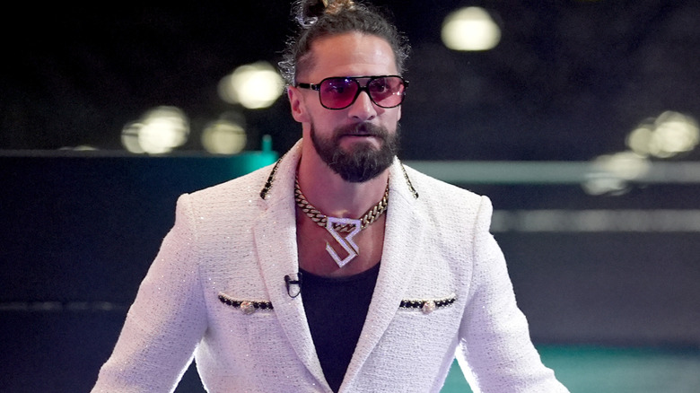 Seth Rollins wearing a sparkly jacket