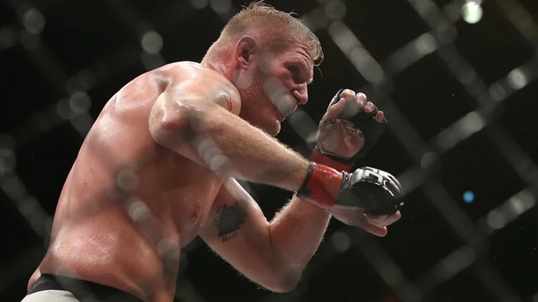 Josh Barnett competes in the UFC Octagon