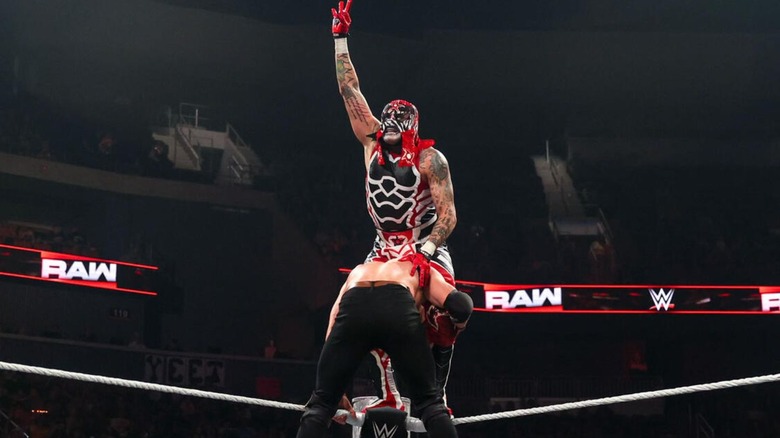 Penta sets Grayson Waller up for the Mexican Destroyer off the top rope on an episode of "WWE Raw."