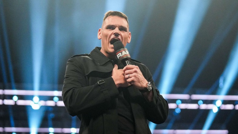 GUNTHER cuts a promo in the middle of the ring on 