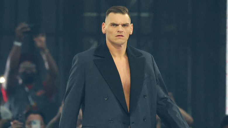 Gunther is introduced before his match against Seth Rollins during WrestleMania 42 at Allegiant Stadium on April 18, 2026 in Las Vegas, Nevada.