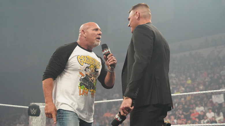 Goldberg and Gunther center of the ring, toe to toe