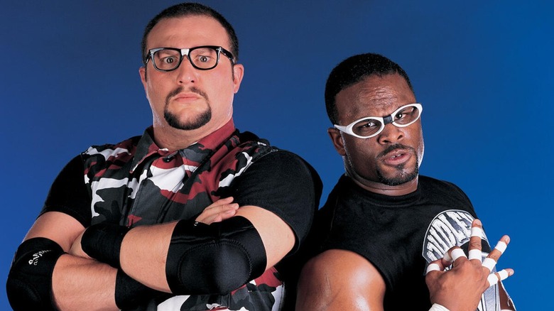 Bubba Ray Dudley and D-Von Dudley during a photshoot in the Attitude Era.