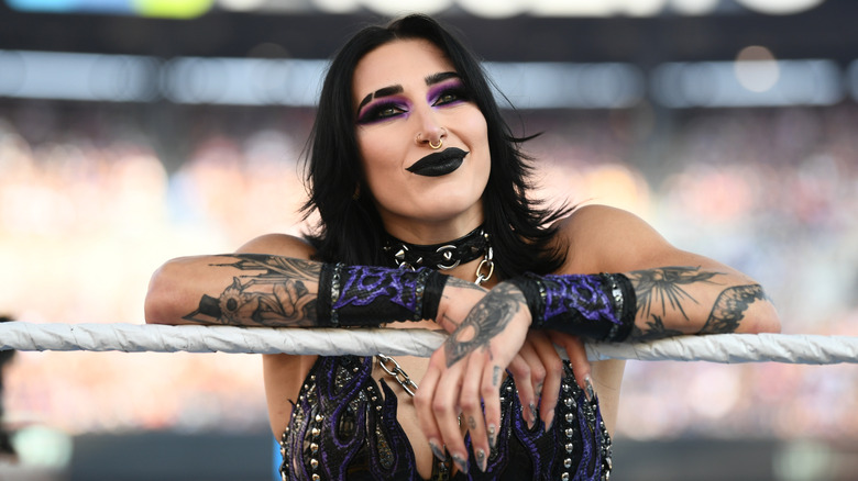 Rhea Ripley enters the arena during WWE SummerSlam