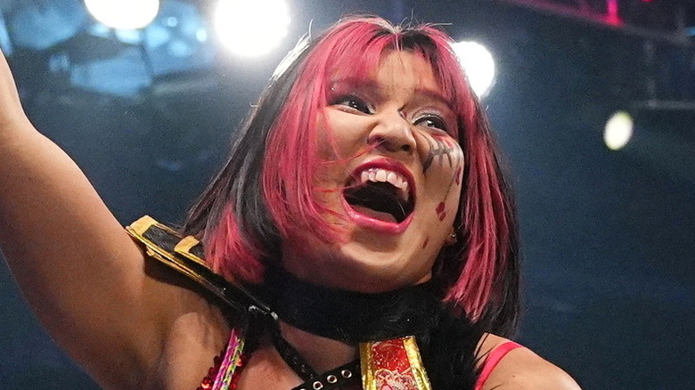 Hikaru Shida with mouth open