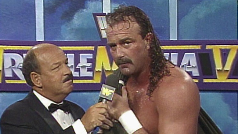 Jake "The Snake" Roberts during a backstage interview with Gene Okerlund.