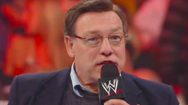 John Cena Sr. addresses a WWE crowd.