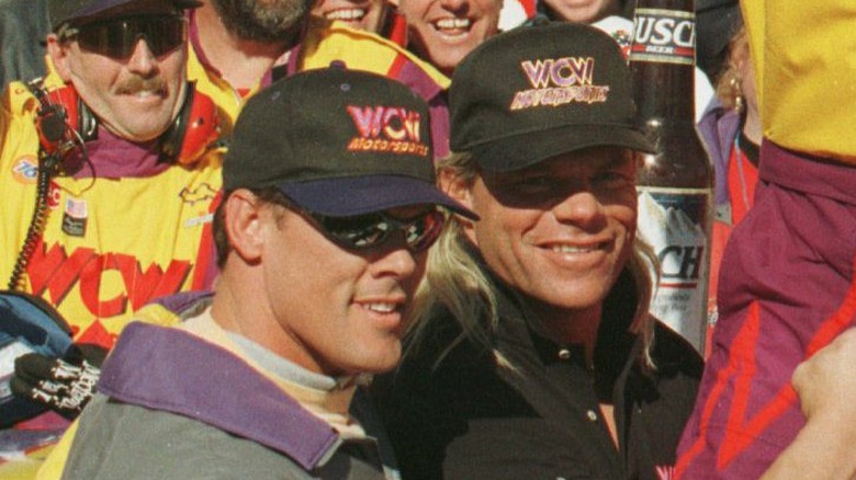 Sting and Lex Luger in victory lane of a Nascar race