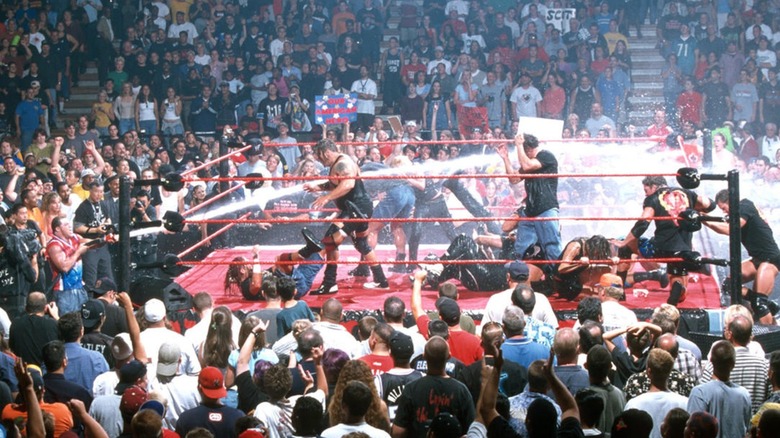 Kurt Angle hoses down WWE wrestlers with milk 