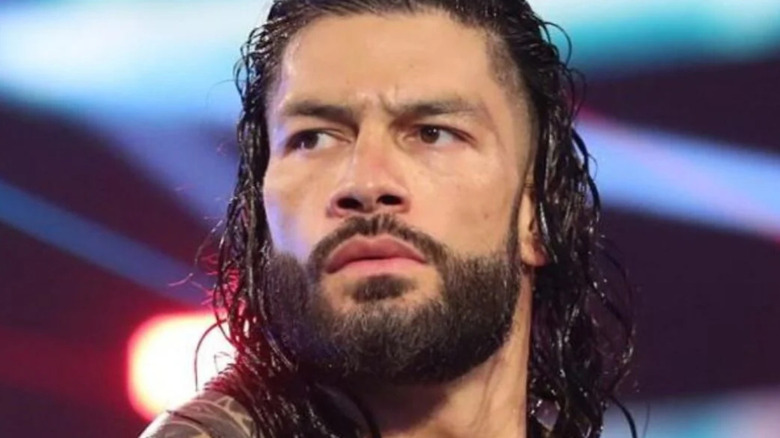 Roman Reigns stares at his opponent