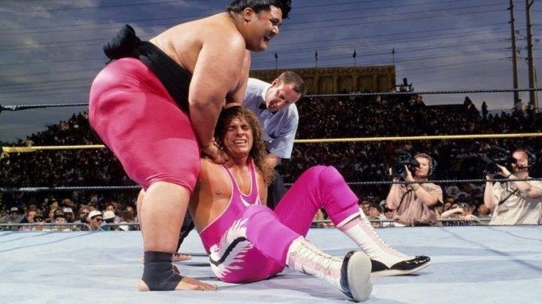 Yokozuna and Bret Hart at WWE WrestleMania 9