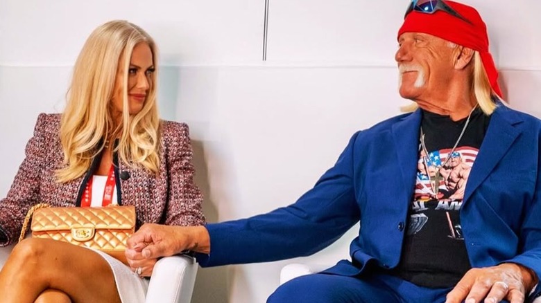 Sky Hogan and Hulk Hogan sharing an affectionate moment while holding hands, 2025.