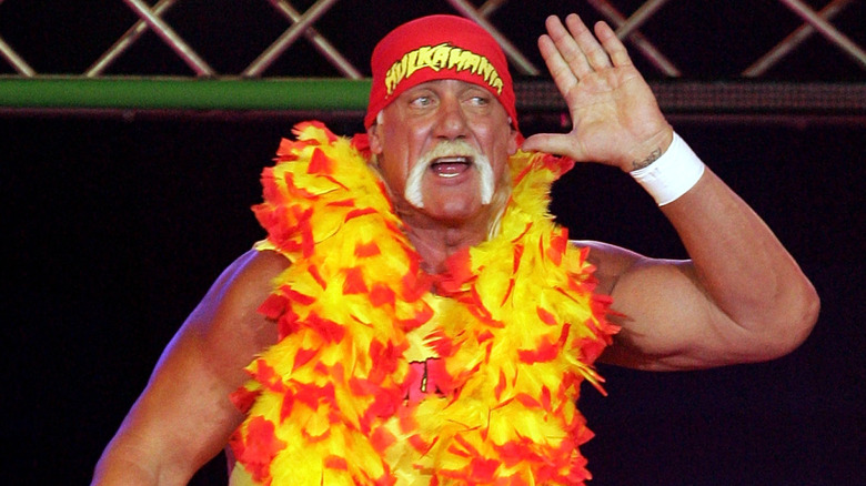 Hulk Hogan wearing his trademark bandana and boa