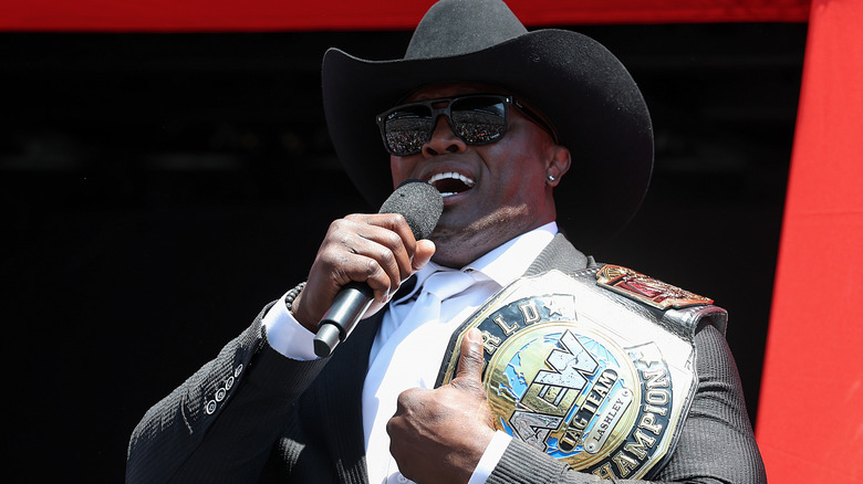 Bobby Lashley holding AEW World Tag Team Title