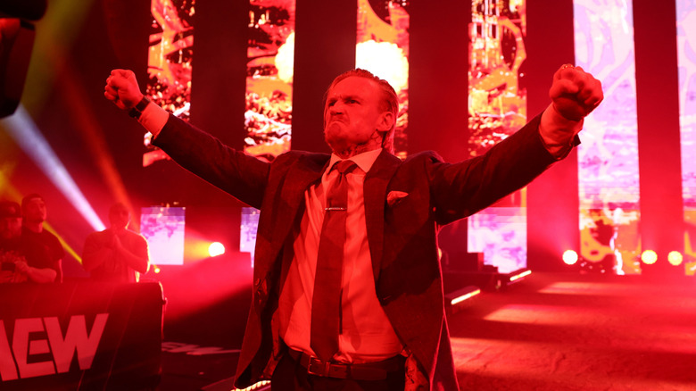 Ilja Dragunov poses on the ramp during his entrance, as he makes his way back to the stage, during his debut at AEW WrestleDream 2026.