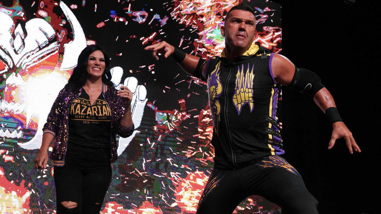 Frankie Kazarian and Traci Brooks walking to the ring