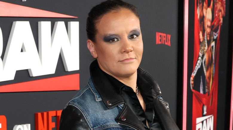 Shayna Baszler wearing a denim jacket