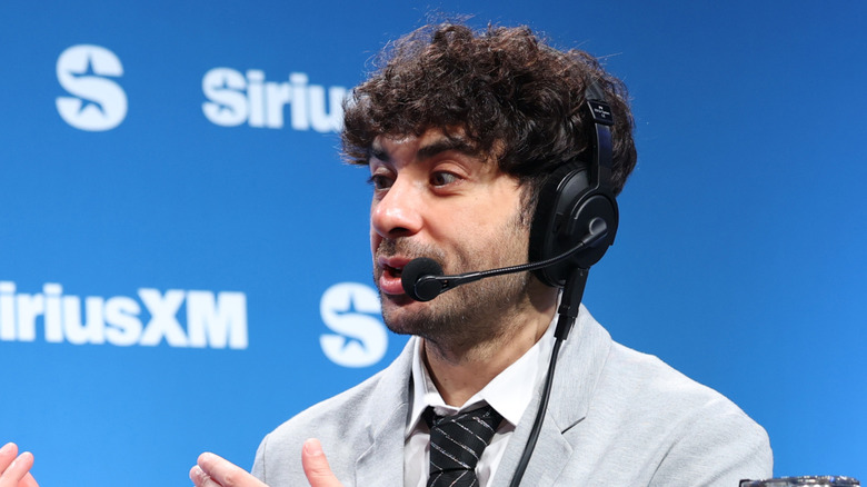 (L-R) Mike Babchik and Tony Khan speak on SiriusXM at Super Bowl LIX on February 06, 2025 in New Orleans, Louisiana