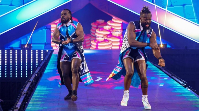Xavier Woods and Kofi Kingston making their entrance