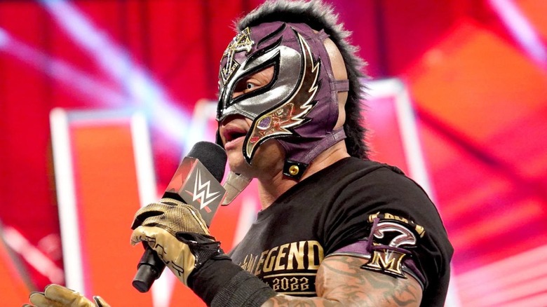 Rey Mysterio cutting a promo