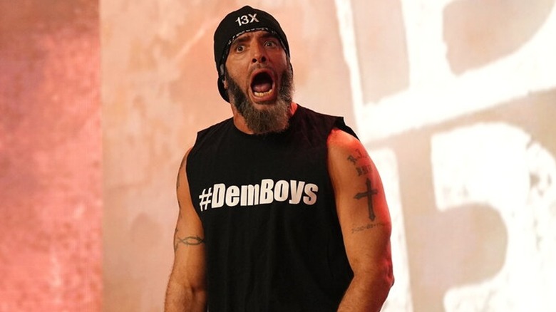 Mark Briscoe yelling during is entrance in AEW