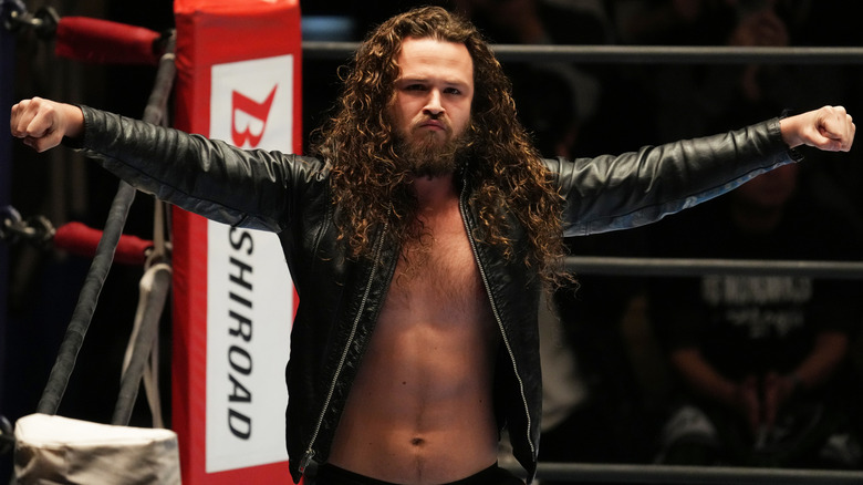 Jack Perry after entering the ring during a New Japan Pro Wrestling event. March, 2024.
