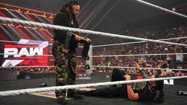 Nia Jax and Roman Reigns on WWE Raw