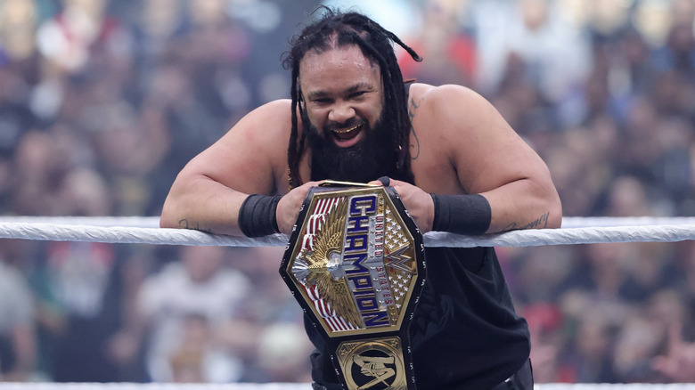 It's rare to see, but Jacob Fatu smiles on after winning the WWE United States Championship at WrestleMania 41