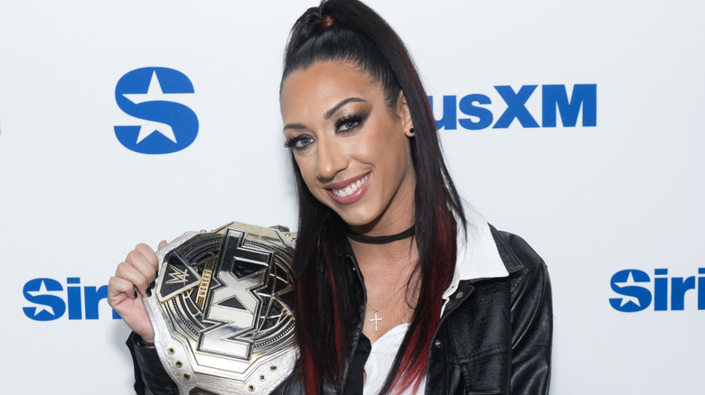 Jacy Jayne holding the NXT Women's Championship