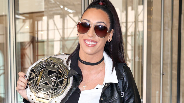Jacy Jayne holding the NXT Women's Championship