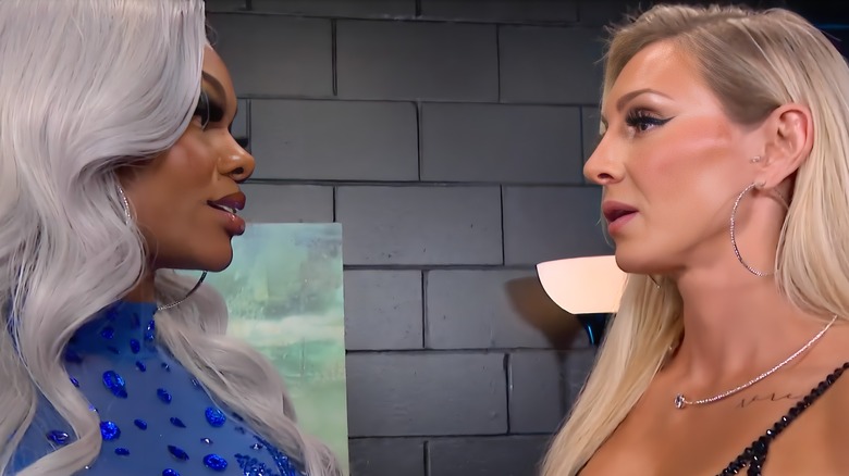 Jade Cargill stares at Charlotte Flair