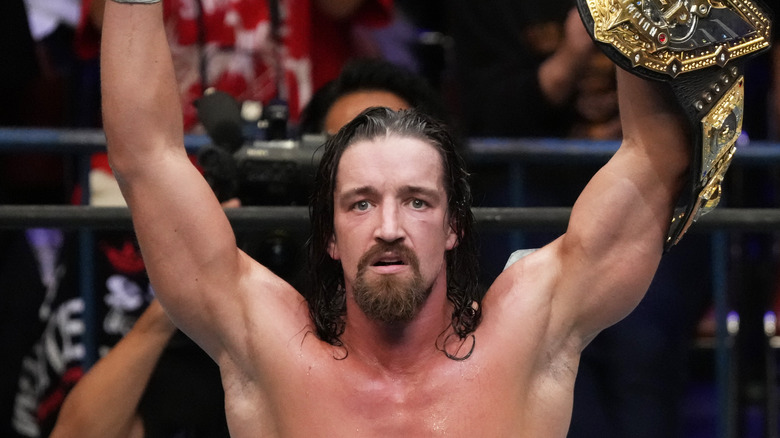 Jay White holding the IWGP World Heavyweight Championship