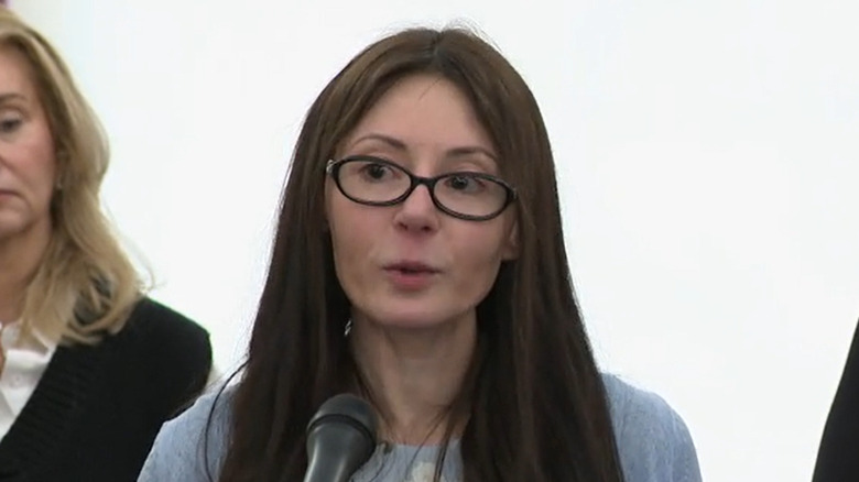 Janel Grant speaks at a Connecticut Alliance to End Sexual Violence briefing