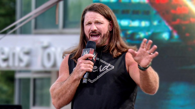 AJ Styles during a promo segment on a WWE show.