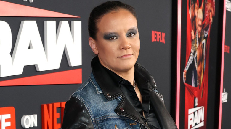 Shayna Baszler wearing a denim jacket