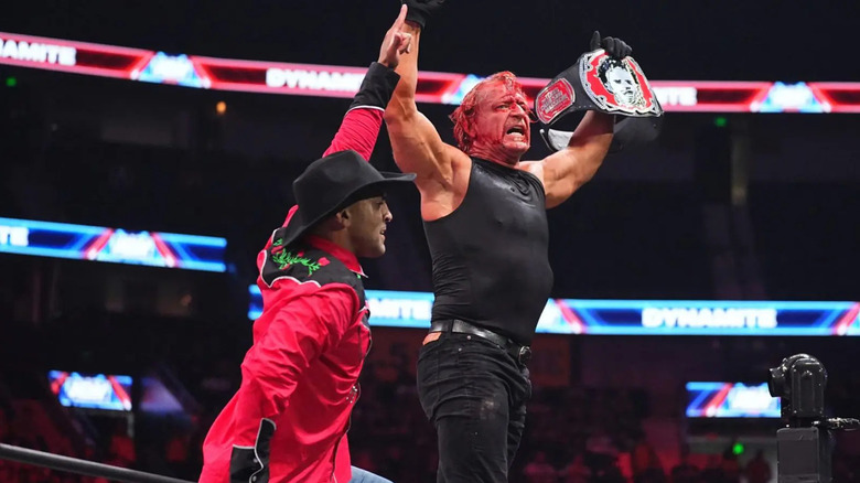 Jeff Jarrett holds the Texas Chainsaw Massacre Championship