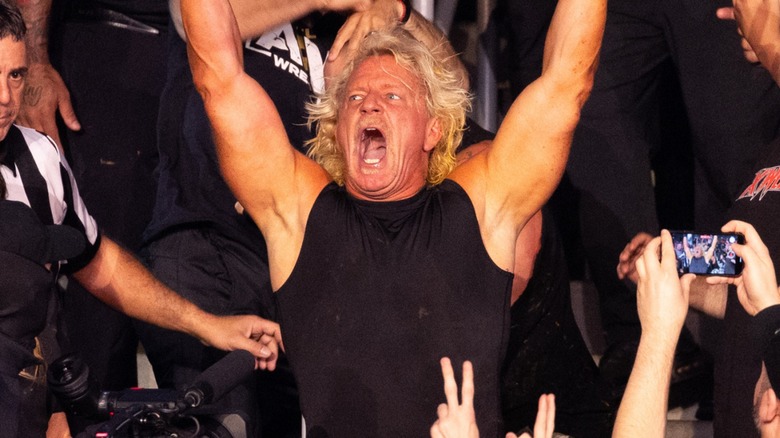 Jeff Jarrett celebrating with fans