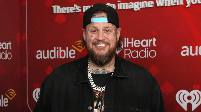 Jelly Roll poses in the Broadcast room during the 2025 iHeartRadio Music Festival