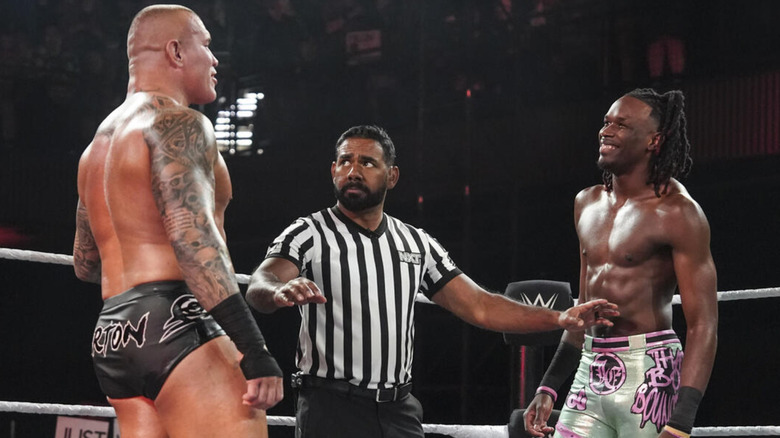 Randy Orton and Je'Von Evans staring at each other