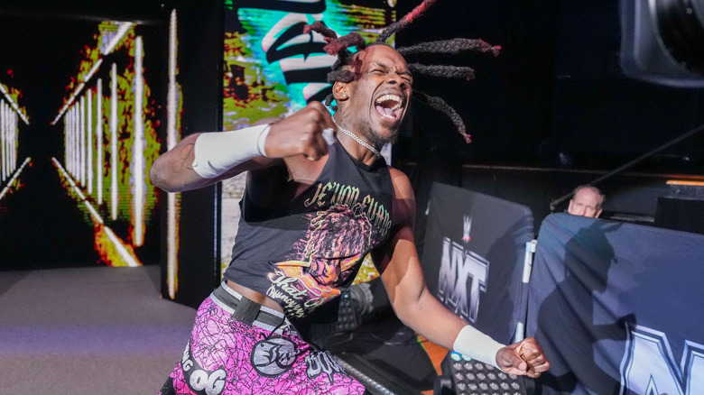 Je'Von Evans getting hyped up walking to the ring