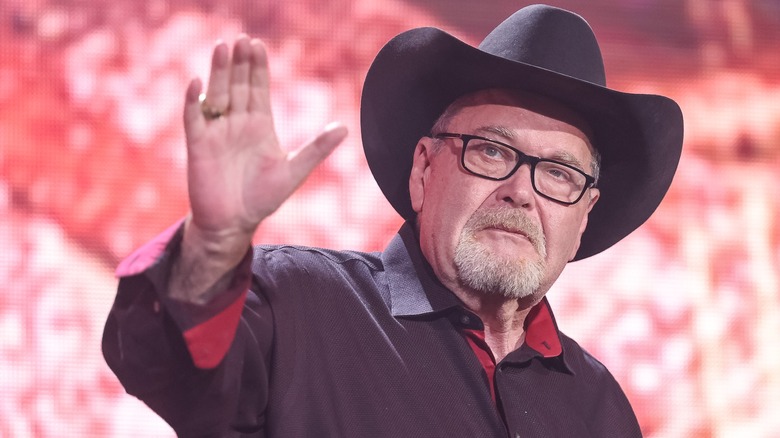 Jim Ross Waves At The Crowd During An AEW Show