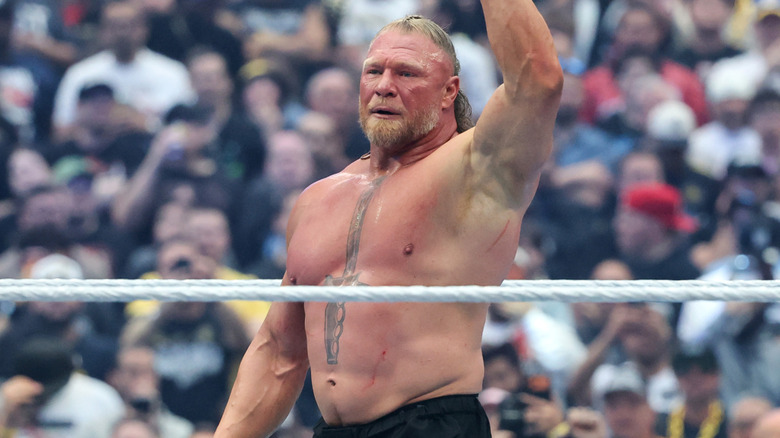 Brock Lesnar waving goodbye to fans