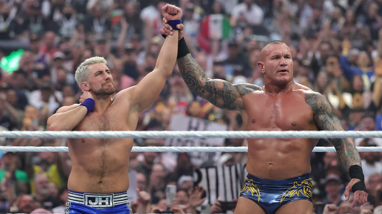 Randy Orton celebrates after defeating Joe Hendry during WrestleMania 41 at Allegiant Stadium