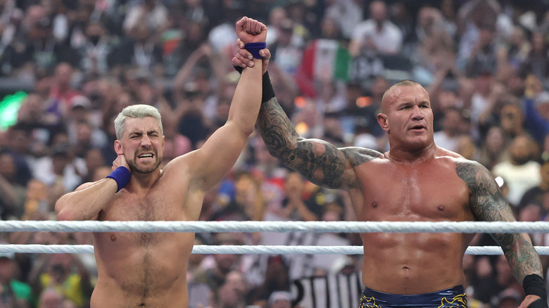 Randy Orton celebrates after defeating Joe Hendry during WrestleMania 41 at Allegiant Stadium on April 20, 2025 in Las Vegas, Nevada.