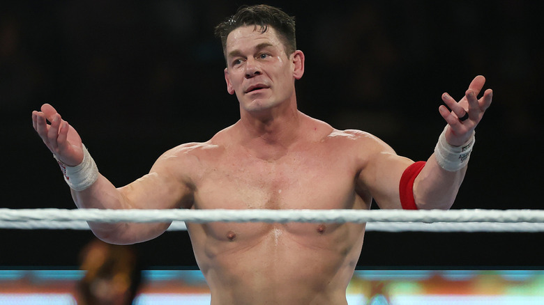John Cena thanking the fans after losing to Cody Rhodes at SummerSlam 2025.