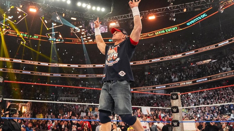 John Cena poses in the ring ahead of his final match at Saturday Night's Main Event.