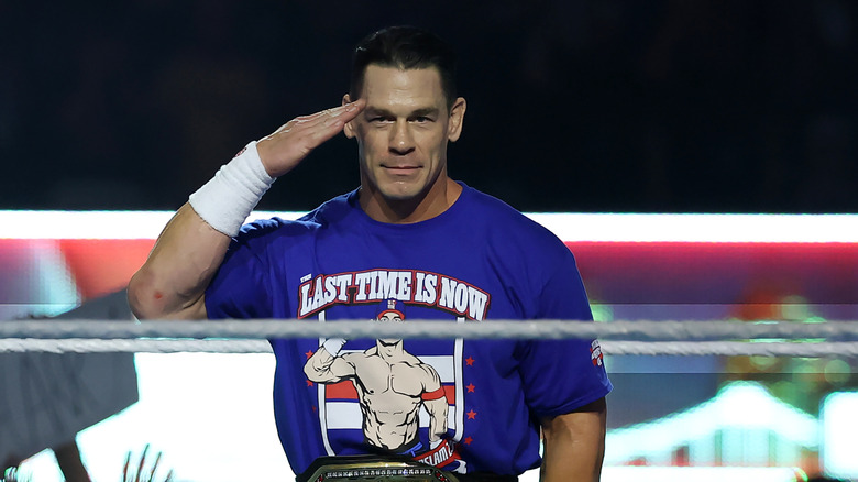 John Cena making his entrance before his match against Cody Rhodes during SummerSlam 2025.