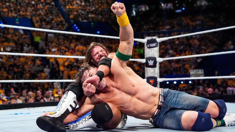 John Cena and AJ Styles at Crown Jewel